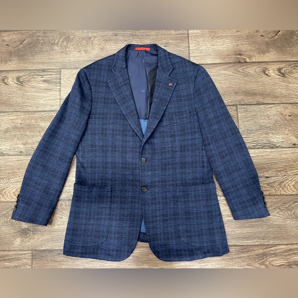 READ DESCRIPTION!! Isaia‎ Men's Wool-Silk Plaid Sport Coat Sz 40R